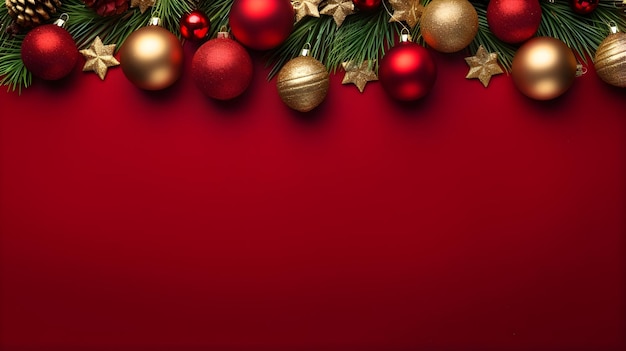 Weihnachtsdekorationen rote Ornamente und funkelnde Lichter