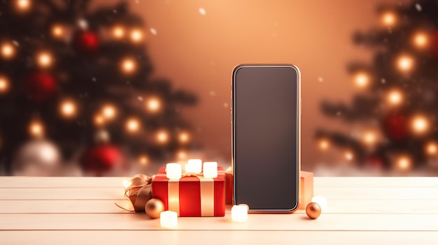 Weihnachtsdesign-Hintergrund mit Handy