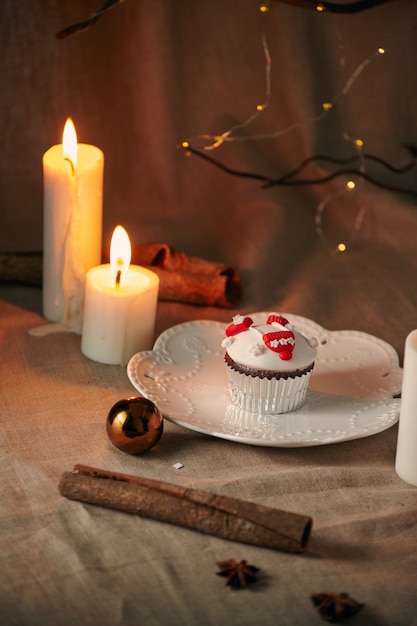 Weihnachtsdessert Schneemann Cupcakes