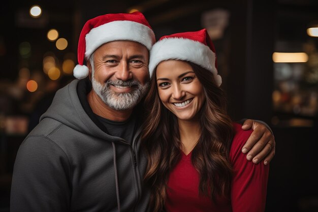 Foto weihnachtsfest paare verschiedener nationalitäten haben glückliche ausdrücke generative ai