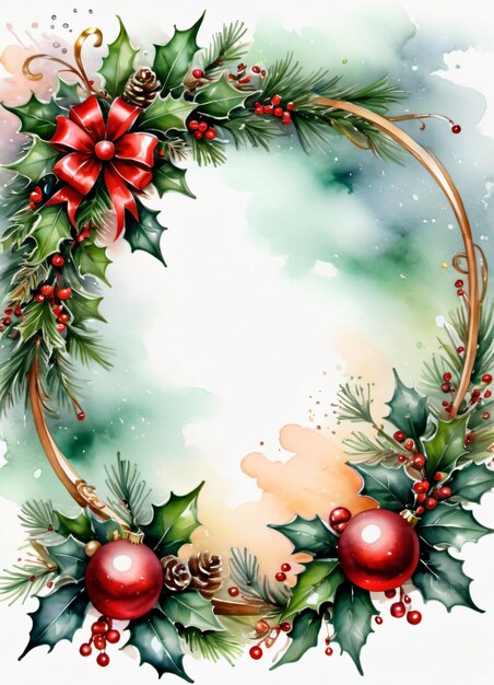 Weihnachtsflyer-Hintergrund Aquarell-Rahmendesign