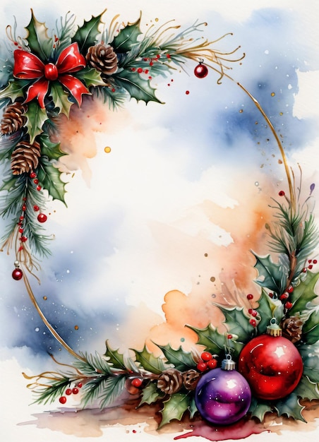 Foto weihnachtsflyer-hintergrund aquarell-rahmendesign