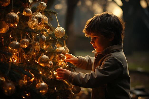 Weihnachtsfreude beim Schmücken des Weihnachtsbaums