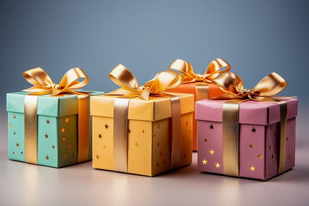 Weihnachtsgeschenke für Kinder im minimalistischen Stil isoliert auf einem Hintergrund mit Farbverlauf