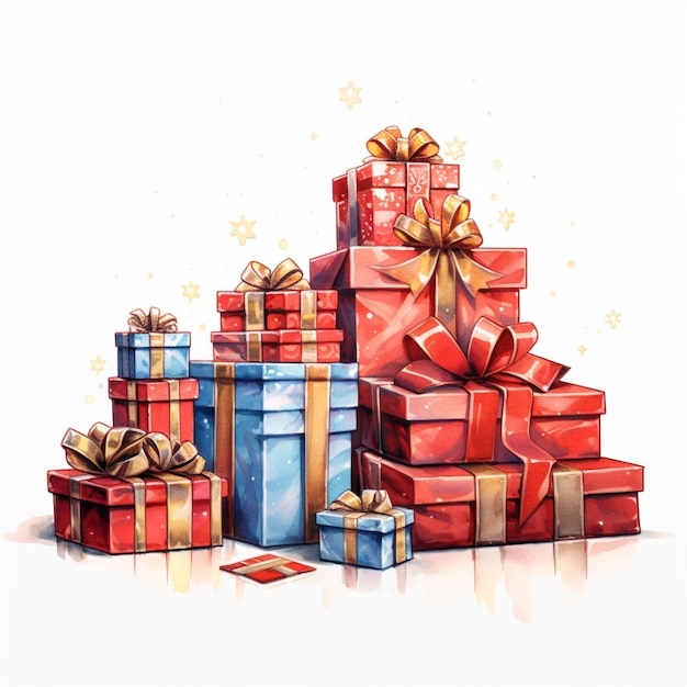 Weihnachtsgeschenke und Geschenke auf weißem Hintergrund