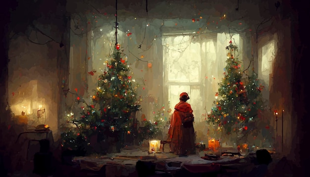 Weihnachtsgeschenke unter dem Weihnachtsbaum Weihnachtsillustration
