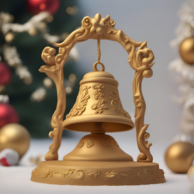 Weihnachtsglocke auf einem Hintergrund des Weihnachtsbaums 3D-Rendering