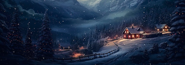 Foto weihnachtshaus in den verschneiten bergen generative ki