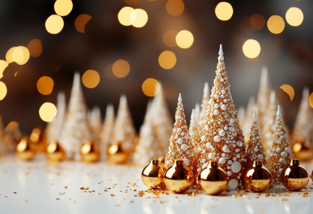 Weihnachtshintergrund mit einem Baum und einer Kugel auf dem Hintergrund des Weihnachtsbokehs