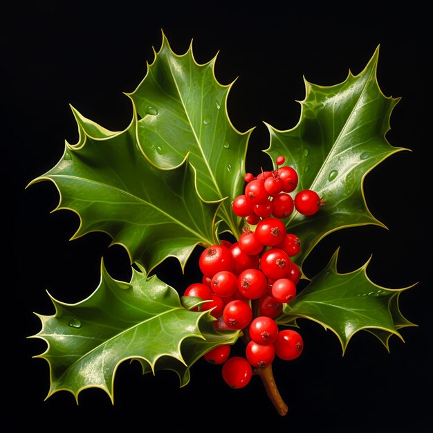 Foto weihnachtshintergrund mit heiligen beeren ai generiert