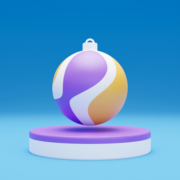 Weihnachtshintergrund mit Podium für Produktanzeige 3D-Darstellung blauer Hintergrund
