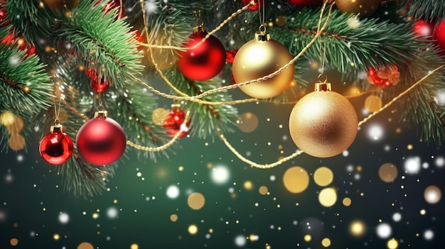 Weihnachtshintergrund mit weihnachtlichen goldenen Farbkugeln