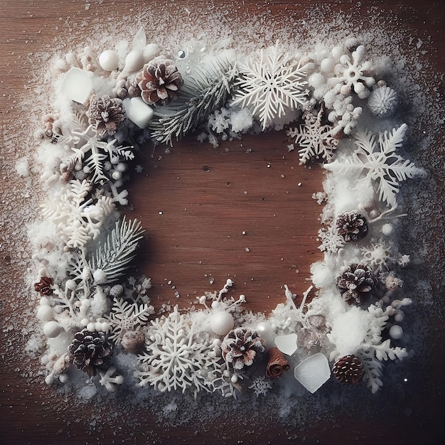 Weihnachtshintergrundvorlage Rahmen aus Schnee