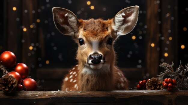 Foto weihnachtshirsch rudolph winterthema weihnachten hintergrund und tapeten