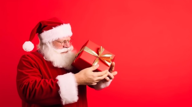 Weihnachtsillustration Weihnachtsmann gibt Geschenk Generative KI