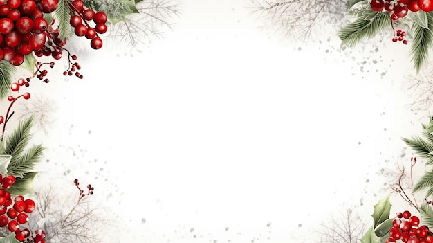 Weihnachtskarten-Poster- oder Banner-Design Feierlich dekorativ elegantes rot-grünes Winterfest schneebedeckte künstlerische Einladung generiert von KI