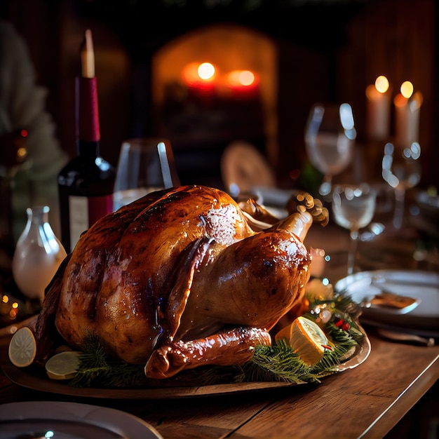 Weihnachtsköstlicher saftiger Truthahn Traditionelle Feiertagsgerichte zu Weihnachten oder Thanksgiving
