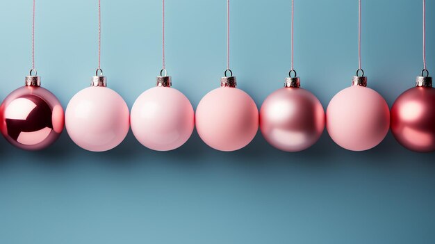 Weihnachtskomposition mit grünen und blauen Dekorationen Konfetti auf farbigem Hintergrund mit Kopierraum Top-Ansicht Flachlag Xmas-Banner-Mockup