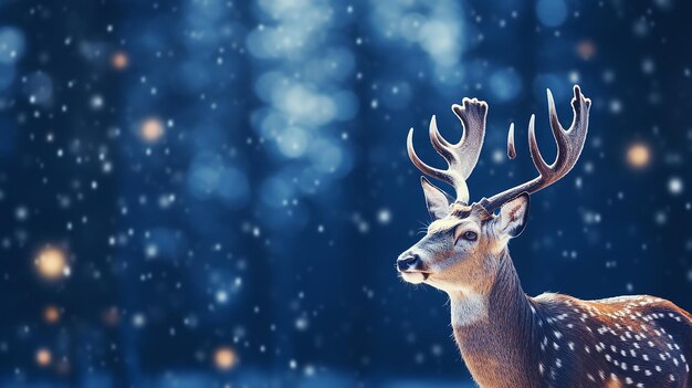 Foto weihnachtskonzept-dekoration mit weißem deko-hirsch