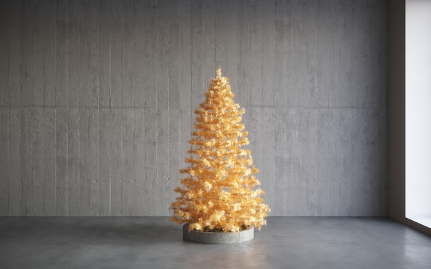 Weihnachtskonzept Innenraum Weihnachtsbaum Reinraum Interieur mit Holzboden