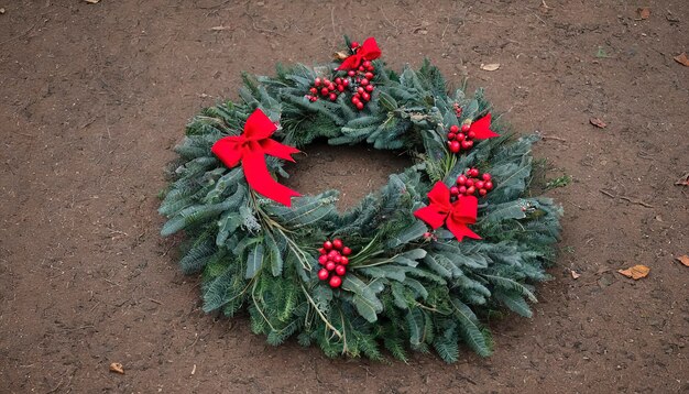 Weihnachtskranz auf dem Boden