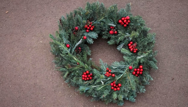 Weihnachtskranz auf dem Boden