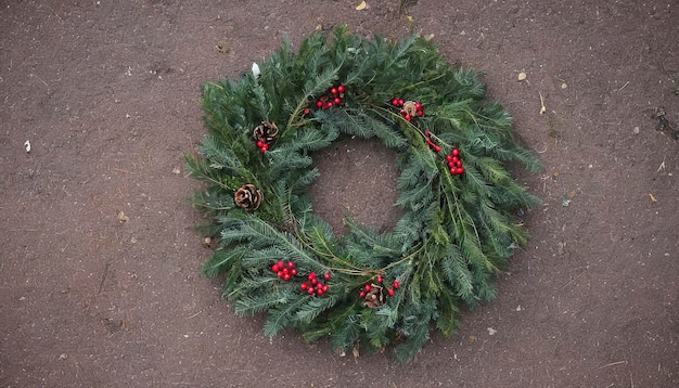 Weihnachtskranz auf dem Boden