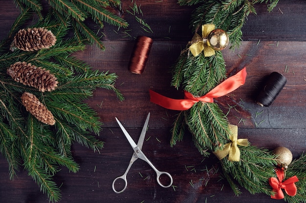 Weihnachtskranz Draufsicht machen