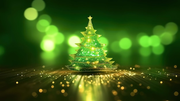 Weihnachtskulisse mit hellgrünen Bokeh-Zweigen vom Weihnachtsbaum Generative KI