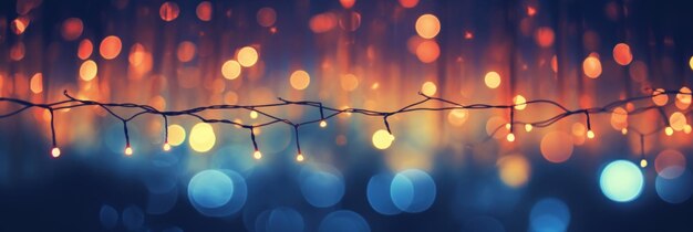 Foto weihnachtslichter auf einem draht mit bokeh-effekt ai