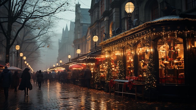 Weihnachtsmärkte in der Stadt im Winter