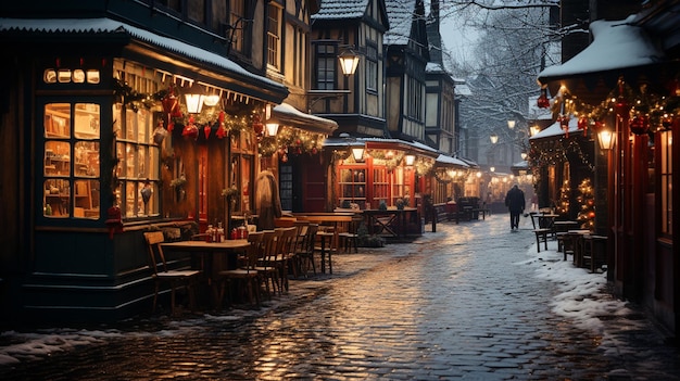 Weihnachtsmärkte in der Stadt im Winter