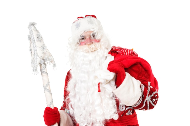 Weihnachtsmann, der lokalisiert auf weißem Hintergrund steht