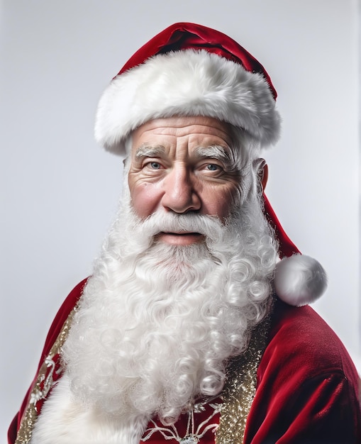 Foto weihnachtsmann fotografie weißer hintergrund bärtig und freundlich