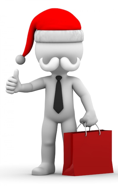 Weihnachtsmann mit Einkaufstasche