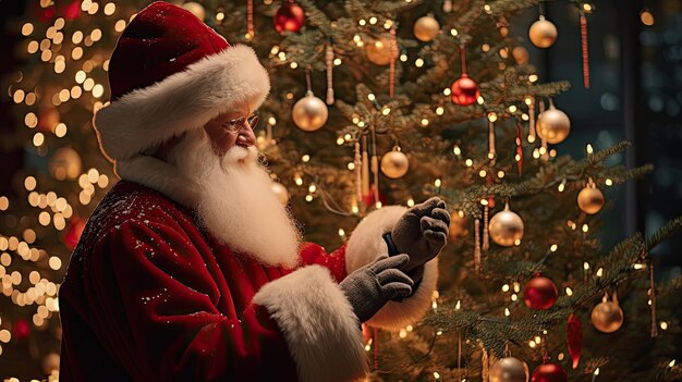 Weihnachtsmann mit funkelnden Lichtern von Towering Christmas Tree