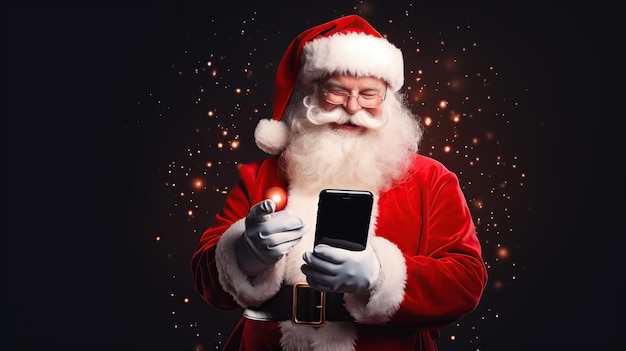 Weihnachtsmann mit Handy