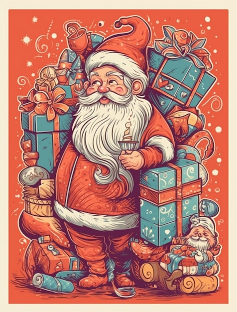 Weihnachtsmann-Neujahrskonzept-Cartoon-Illustration