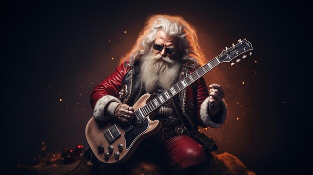 Weihnachtsmann-Rocker mit einer Tüte Gutar in den Händen