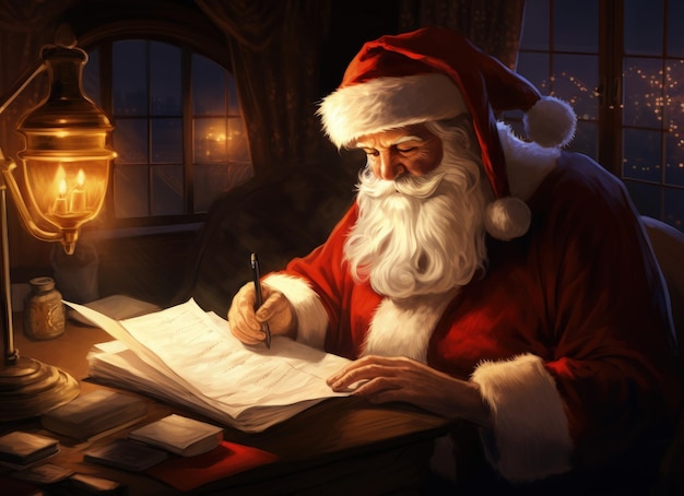 Weihnachtsmann schreibt Geschenkliste Weihnachten Generative KI