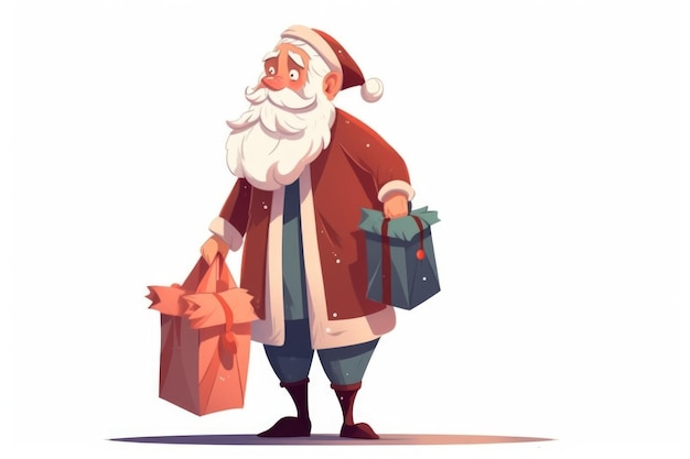 Weihnachtsmann-Vektor mit Geschenkbeutel