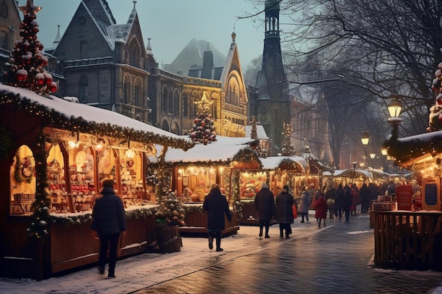 Weihnachtsmarkt im Schnee
