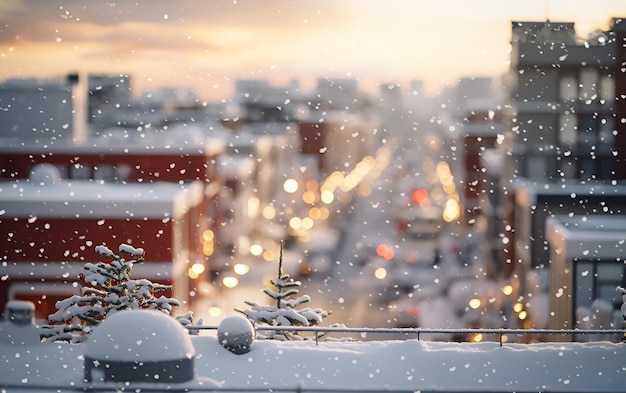 Foto weihnachtsminiaturstadt kleines dorf beleuchtetes modell szene von gemütlichen festlichen verschneiten häusern spielzeuggebäuden lichter dekorationen bäume mit weißem schnee bedeckt neujahr weihnachtslichthintergrund