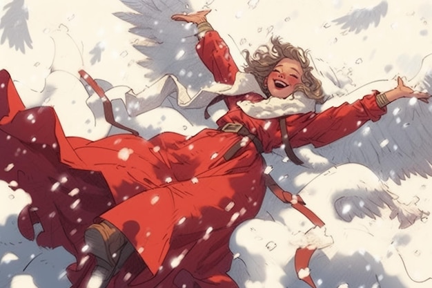 Weihnachtsmütze in einem roten Kleid Witzige Cartoon-Liebe
