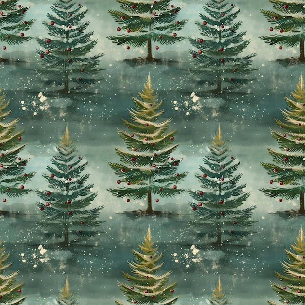 Weihnachtsmuster im Retro-Stil, Neujahrsbäume, nahtloser Vintage-Hintergrund