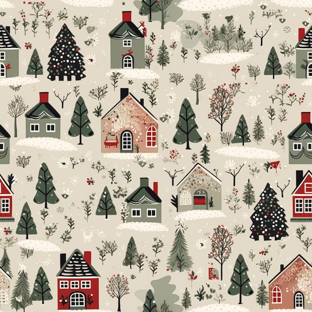 Weihnachtsmuster mit nahtlosem Englisch-Cottage-Muster, Ferien-Country-Stildruck für Tapeten, Verpackungspapier, Scrapbook-Gewebe und Produktdesign