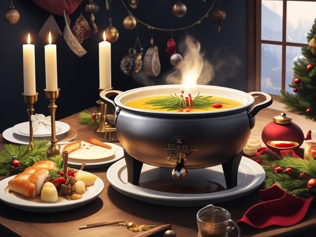 Weihnachtspilzsuppe eine traditionelle vegetarische Pilzsuppe, die aus getrockneten Waldpilzen in einer