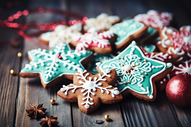 Weihnachtsplätzchen auf Holzhintergrund