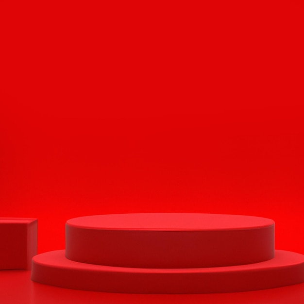 Weihnachtspodium mit rotem Hintergrund
