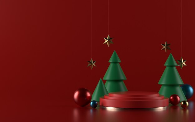 Weihnachtsproduktpodium oder Podest für Banner oder Promo. 3D-Illustration